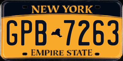 NY license plate GPB7263
