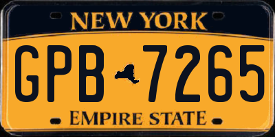 NY license plate GPB7265