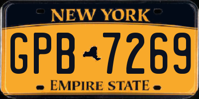 NY license plate GPB7269