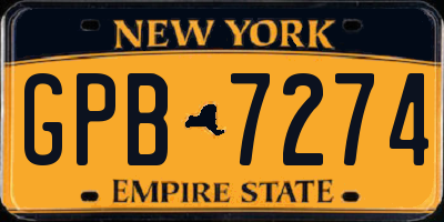 NY license plate GPB7274