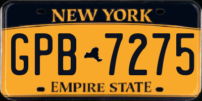 NY license plate GPB7275