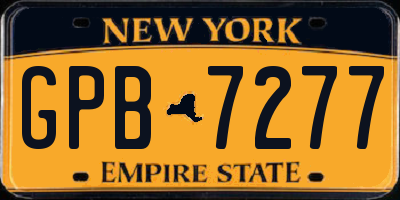 NY license plate GPB7277