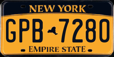 NY license plate GPB7280