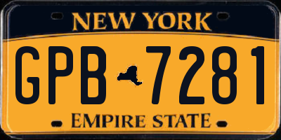 NY license plate GPB7281