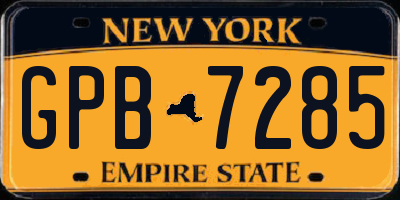 NY license plate GPB7285