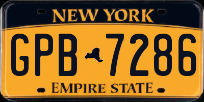 NY license plate GPB7286