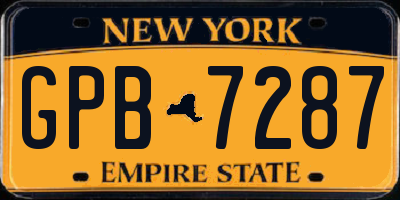 NY license plate GPB7287