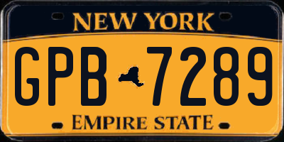 NY license plate GPB7289