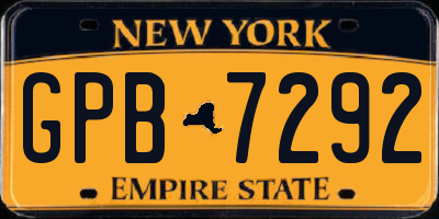 NY license plate GPB7292