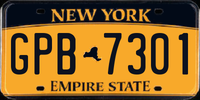 NY license plate GPB7301