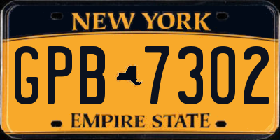 NY license plate GPB7302