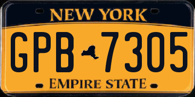 NY license plate GPB7305