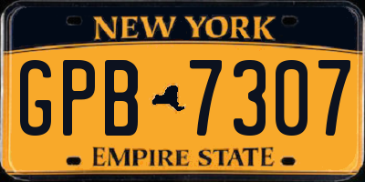 NY license plate GPB7307