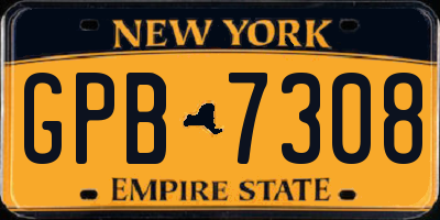 NY license plate GPB7308