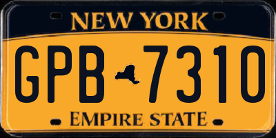 NY license plate GPB7310