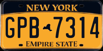 NY license plate GPB7314