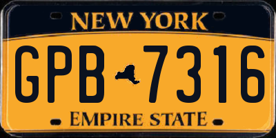 NY license plate GPB7316