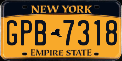 NY license plate GPB7318