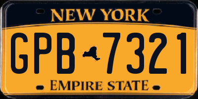 NY license plate GPB7321