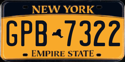 NY license plate GPB7322