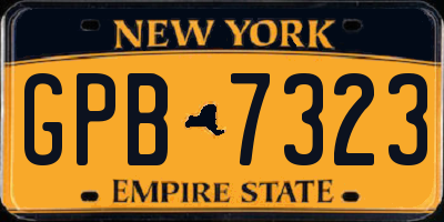 NY license plate GPB7323
