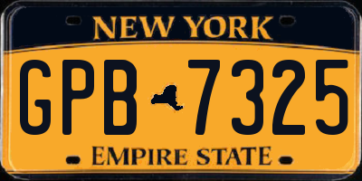 NY license plate GPB7325