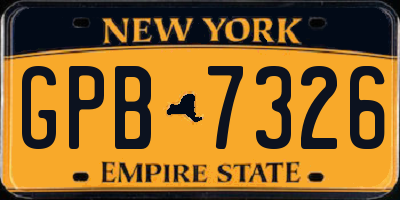 NY license plate GPB7326