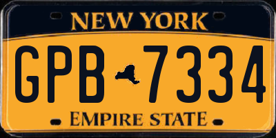 NY license plate GPB7334