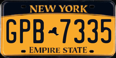 NY license plate GPB7335