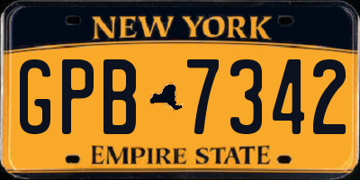 NY license plate GPB7342