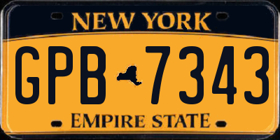 NY license plate GPB7343