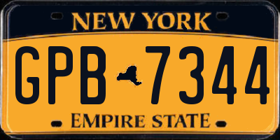 NY license plate GPB7344
