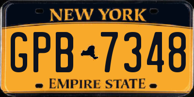 NY license plate GPB7348