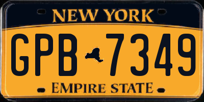 NY license plate GPB7349