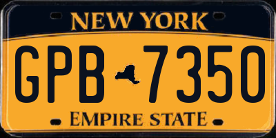 NY license plate GPB7350