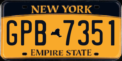 NY license plate GPB7351