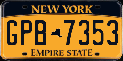 NY license plate GPB7353