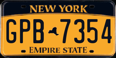 NY license plate GPB7354
