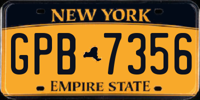 NY license plate GPB7356
