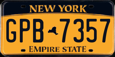 NY license plate GPB7357