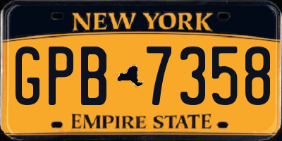 NY license plate GPB7358