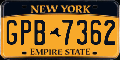 NY license plate GPB7362