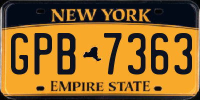 NY license plate GPB7363