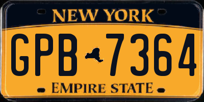 NY license plate GPB7364