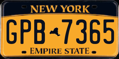 NY license plate GPB7365