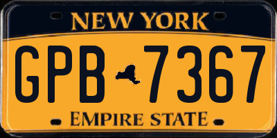 NY license plate GPB7367
