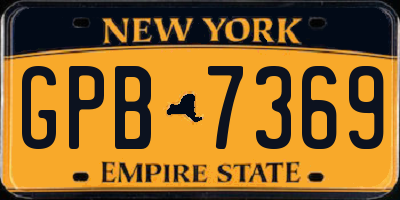 NY license plate GPB7369
