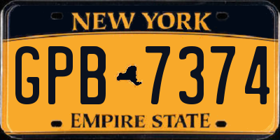 NY license plate GPB7374