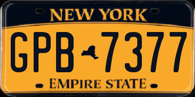 NY license plate GPB7377