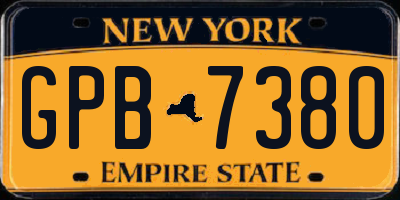 NY license plate GPB7380